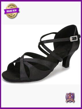 Satin Ballroom Salsa Latin Dance Shoes 2.5-3 Inch Heel